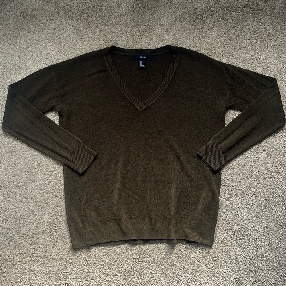 Brown v-neck sweater